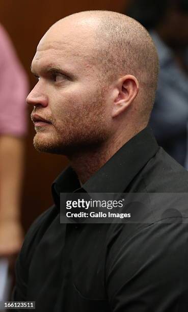 Blayne Shepard appears in the Durban Magistrate court for his bail application on April 8, 2013 in Durban, South Africa. Shepard is one of the...
