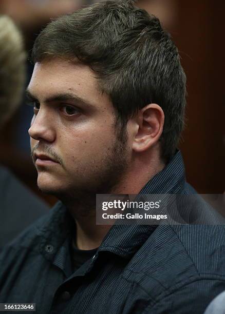 Andries Van Der Merwe appears in the Durban Magistrate court for his bail application on April 8, 2013 in Durban, South Africa. Van Der Merwe is one...