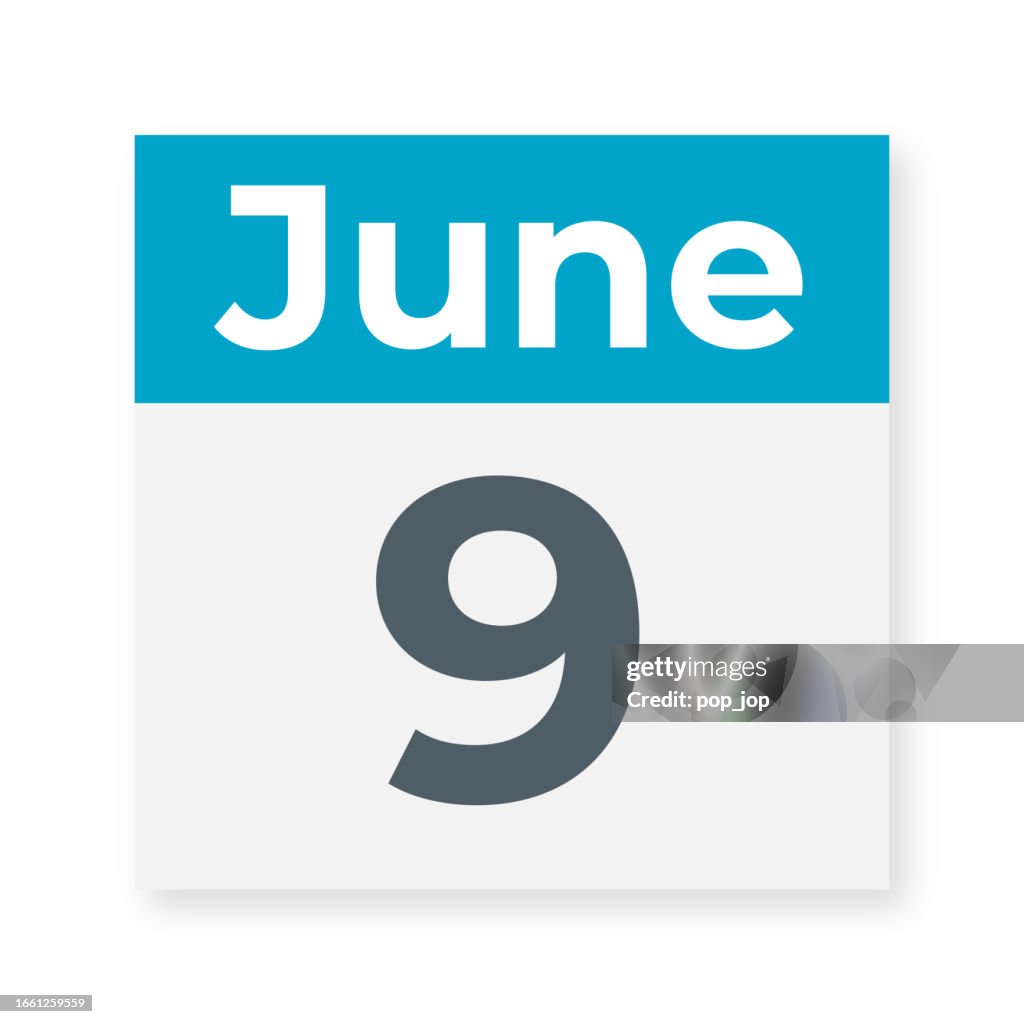 June 9 Calendar Leaf Vector Illustration High Res Vector Graphic June 9 Calendar Leaf Vector Illustration High Res Vector Graphic