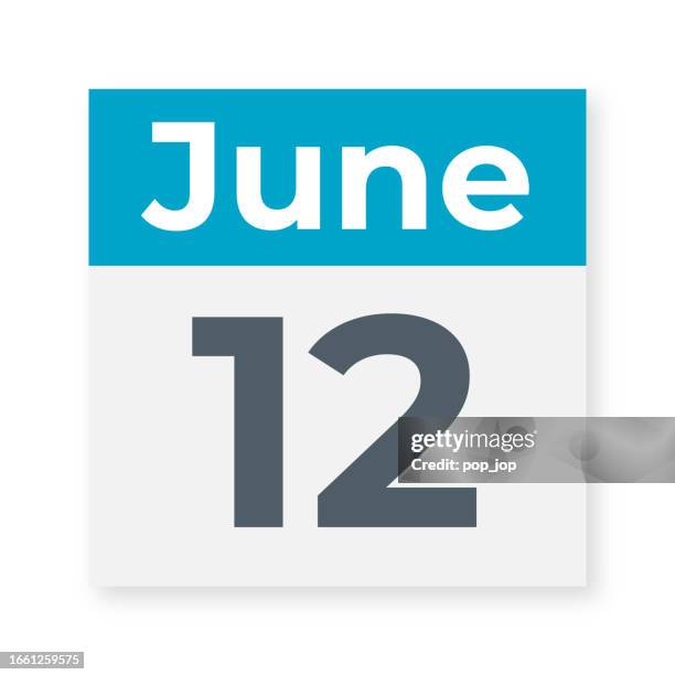 june 12 - calendar leaf. vector illustration - post it notes wall stock illustrations