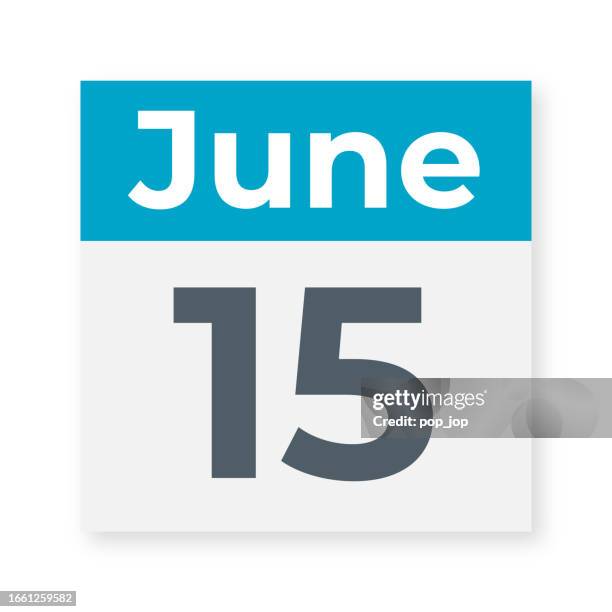 june 15 - calendar leaf. vector illustration - post it notes wall stock illustrations