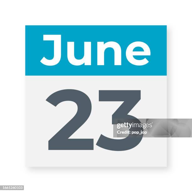 june 23 - calendar leaf. vector illustration - post it notes wall stock illustrations