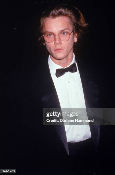 American actor River Phoenix attends the Golden Globe Awards, Los Angeles, California, Janurary 28, 1989.