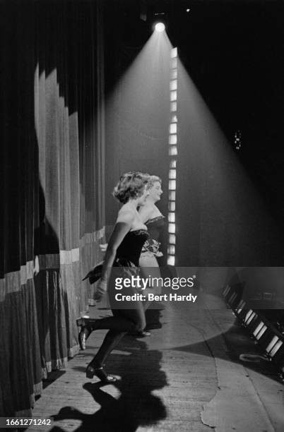Showgirls dancing on stage at the Collins' Music Hall, November 2nd 1955. Original Publication: Picture Post - 8577 - Collins Music Hall - unpub....