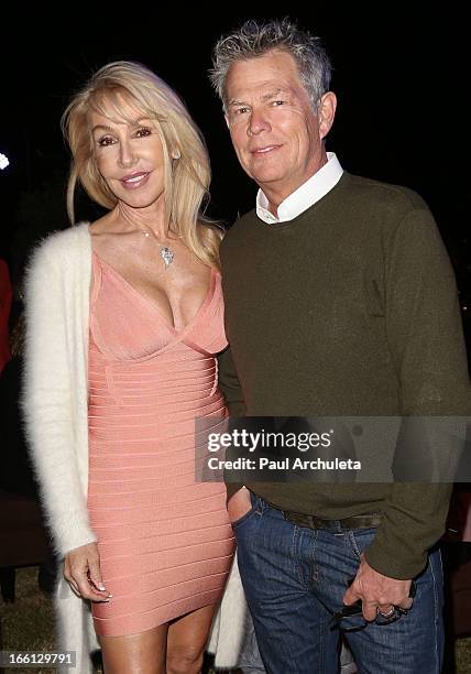 Actress Linda Thompson and Music Producer David Foster attend the release party for Recording Artists Brandon and Leah's new EP "Cronies" on April 8,...