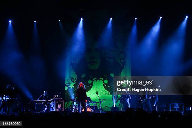 Robert Plant performs live on stage at TSB Arena on April 9, 2013 in Wellington, New Zealand.