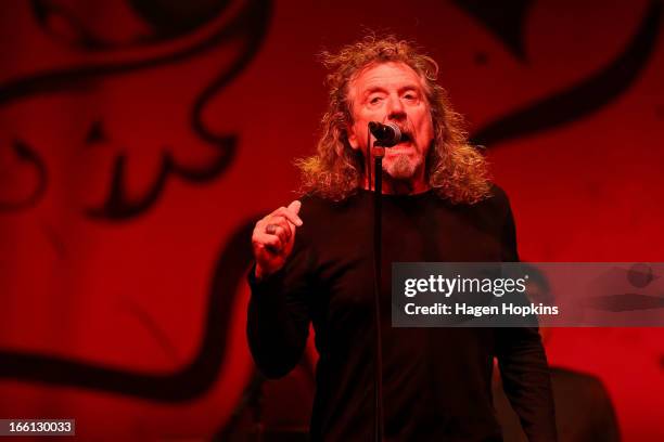 Robert Plant performs live on stage at TSB Arena on April 9, 2013 in Wellington, New Zealand.