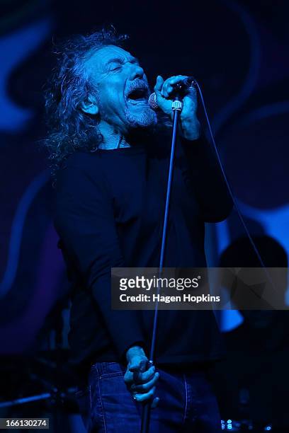 Robert Plant performs live on stage at TSB Arena on April 9, 2013 in Wellington, New Zealand.