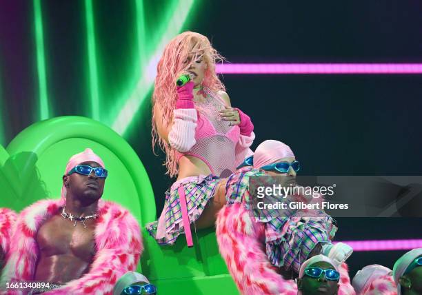 Karol G performs onstage at the 2023 MTV Video Music Awards held at Prudential Center on September 12, 2023 in Newark, New Jersey.