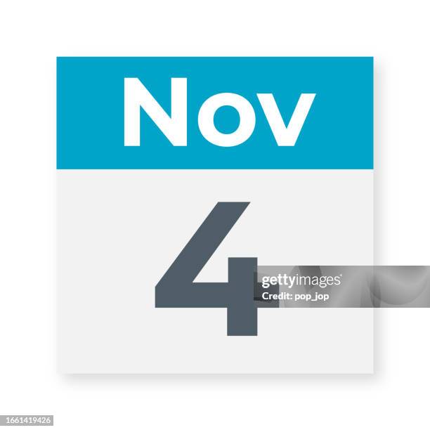 november 4 - calendar leaf. vector illustration - fourth wall stock illustrations