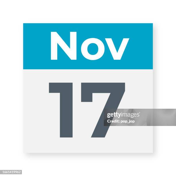 november 17 - calendar leaf. vector illustration - post it notes wall stock illustrations