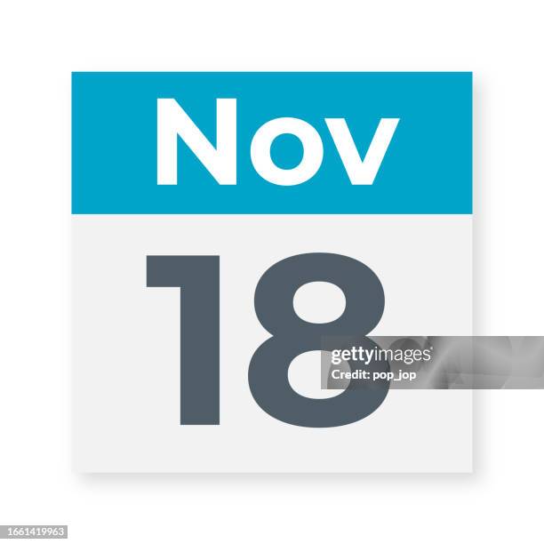 november 18 - calendar leaf. vector illustration - post it notes wall stock illustrations