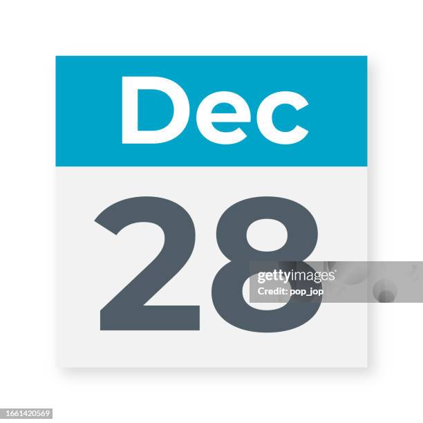december 28 - calendar leaf. vector illustration - post it notes wall stock illustrations