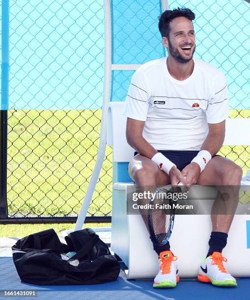 Feliciano Lopez takes part in a training session on December 31, 2016 in Perth, Australia.