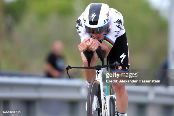 Remco Evenepoel of Belgium and Team Soudal - Quick Step sprints during the 78th Tour of Spain 2023, Stage 10 a 25.8km individual time trial stage...