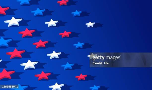 patriotic stars 3d background pattern - veterans day stock illustrations