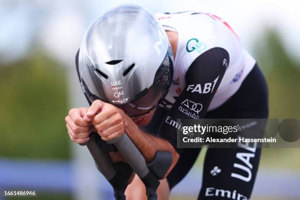 Juan Ayuso of Spain and UAE Team Emiratessprints during the 78th Tour of Spain 2023, Stage 10 a 25.8km individual time trial stage from Valladolid to...