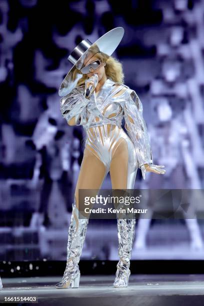 Beyoncé performs onstage during the "RENAISSANCE WORLD TOUR" at SoFi Stadium on September 04, 2023 in Inglewood, California.