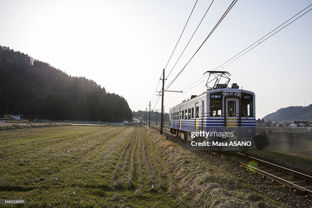 A train in early spring fields