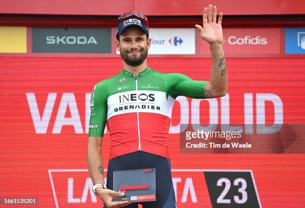 Filippo Ganna of Italy and Team INEOS Grenadiers celebrates at podium as stage winner during the 78th Tour of Spain 2023, Stage 10 a 25.8km...