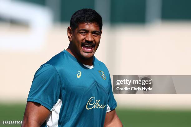 Will Skelton looks on during a Wallabies training session ahead of the Rugby World Cup France 2023, at Stade Roger Baudras on September 05, 2023 in...