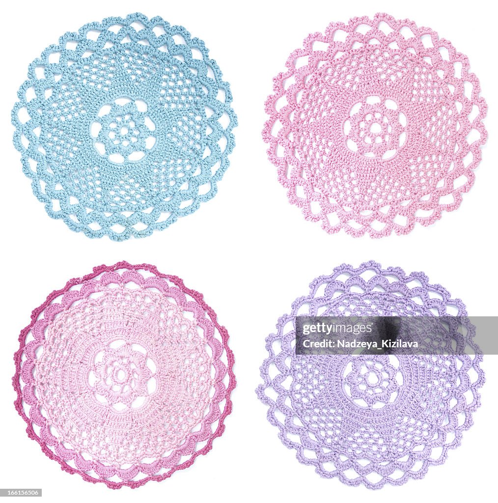 Multicolored vintage doilies