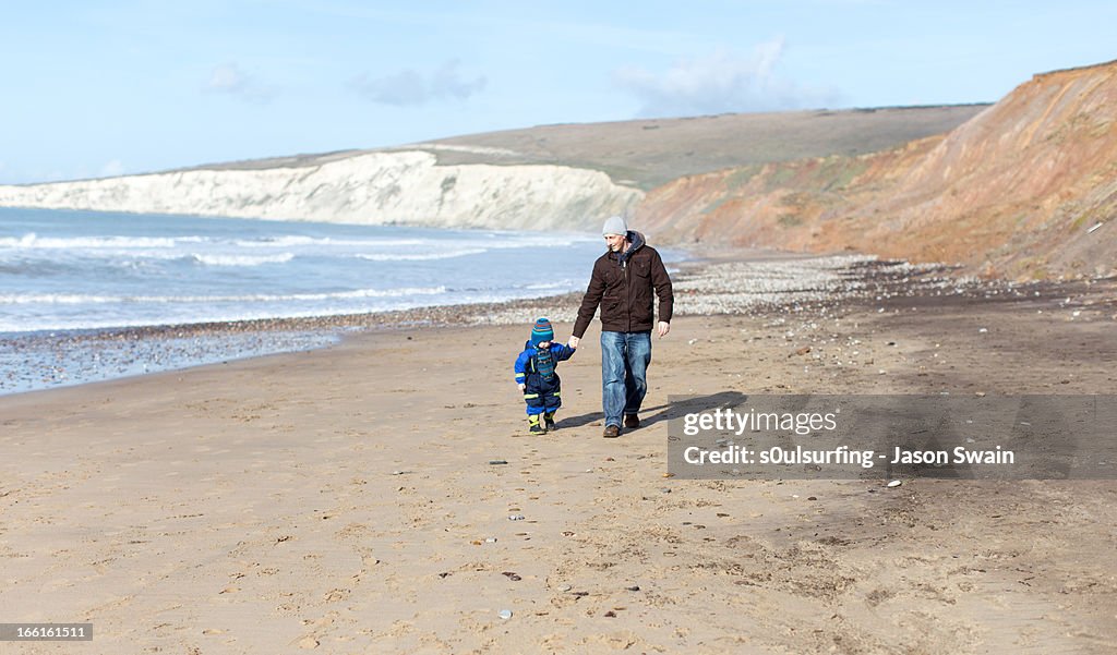 Winter Beach Walk with Dad