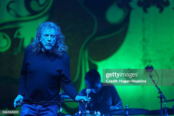 Robert Plant performs live on stage at TSB Arena on April 9, 2013 in Wellington, New Zealand.