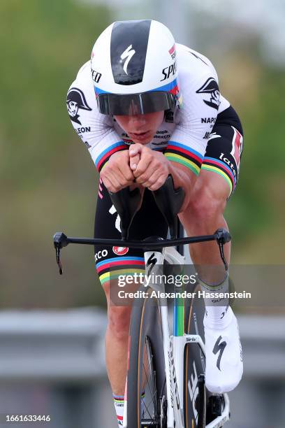 Remco Evenepoel of Belgium and Team Soudal - Quick Step sprints during the 78th Tour of Spain 2023, Stage 10 a 25.8km individual time trial stage...