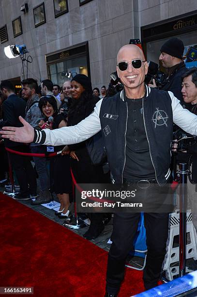 Personality Howie Mandel leaves the "Today Show" taping at the NBC Rockefeller Center Studios on April 8, 2013 in New York City.