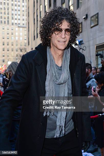 Personality Howard Stern leaves the "Today Show" taping at the NBC Rockefeller Center Studios on April 8, 2013 in New York City.