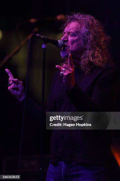 Robert Plant performs live on stage at TSB Arena on April 9, 2013 in Wellington, New Zealand.