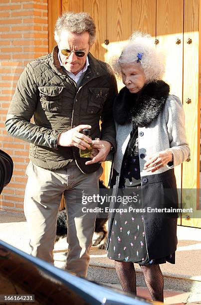 Dukes of Alba Alfonso Diez and Cayetana Fitz-James Stuart are seen leaving Jose Bono's home after a lunch on March 20, 2013 in Bargas, Spain.