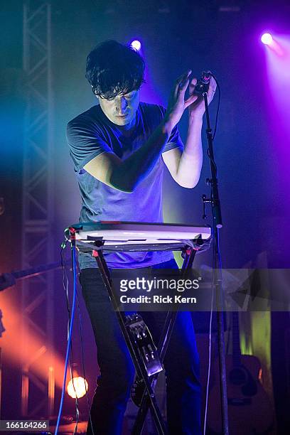 Musician Ed Droste of Grizzly Bear performs in concert at Stubb's Bar-B-Q on April 8, 2013 in Austin, Texas.