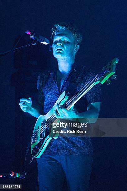 Musician Chris Taylor of Grizzly Bear performs in concert at Stubb's Bar-B-Q on April 8, 2013 in Austin, Texas.