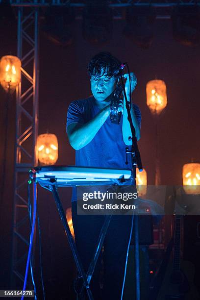 Musician Ed Droste of Grizzly Bear performs in concert at Stubb's Bar-B-Q at Stubbs on April 8, 2013 in Austin, Texas.