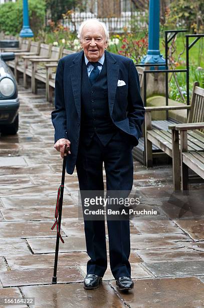 Tony Britton attends a memorial for Dinah Sheridan, an actress who starred in 'The Railway Children' at St Paul's Church on April 9, 2013 in London,...