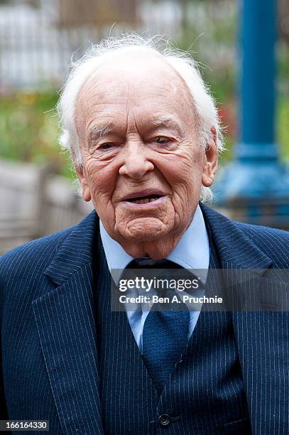 Tony Britton attends a memorial for Dinah Sheridan, an actress who starred in 'The Railway Children' at St Paul's Church on April 9, 2013 in London,...