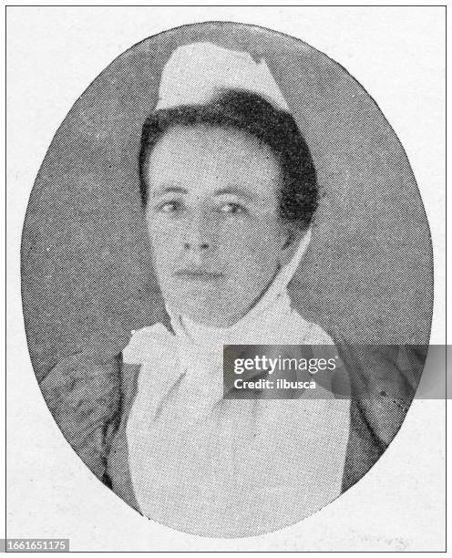 antique image from british magazine: elizabeth geddes (red cross) - professional occupation photos stock illustrations