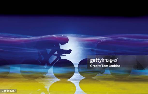 The French team during a qualifying round of the team pursuit competition in the Track Cycling World Cup Classics meeting at the National Cycling...