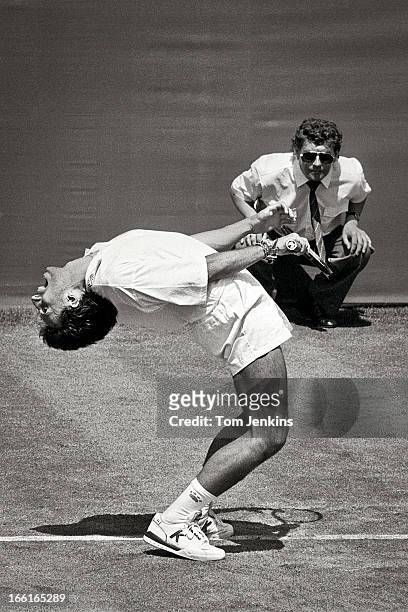 Diego Nargiso of Italy leans back in dispair during a match at the Stella Artois tennis championships at the Queens Club in June 1992 in Barons...