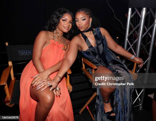 Halle Bailey and Chloe Bailey at the 2023 MTV Video Music Awards held at Prudential Center on September 12, 2023 in Newark, New Jersey.