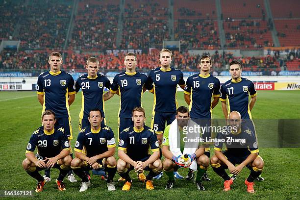Team of Central Coast Mariners line up for a photo before the AFC Champions League Group match between Guizhou Renhe and Central Coast Mariners at...