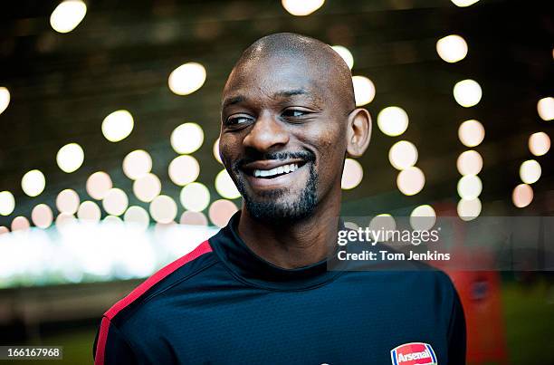 Abou Diaby, Arsenal footballer, during a portrait session at the Arsenal training centre, London Colney, Hertfordshire on September 20, 2012.