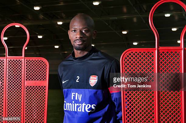 Abou Diaby, Arsenal footballer, during a portrait session at the Arsenal training centre, London Colney, Hertfordshire on September 20, 2012.
