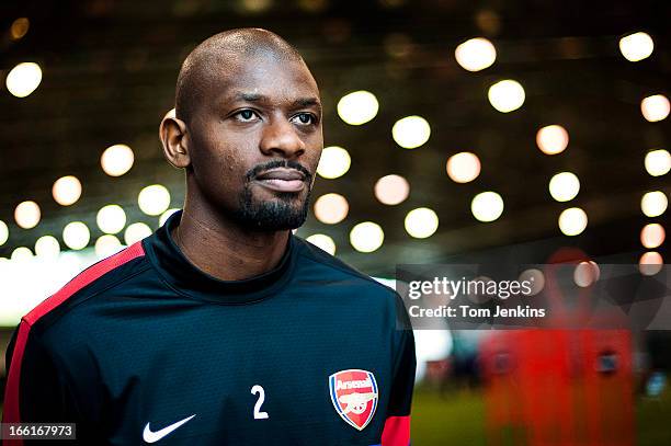 Abou Diaby, Arsenal footballer, during a portrait session at the Arsenal training centre, London Colney, Hertfordshire on September 20, 2012.