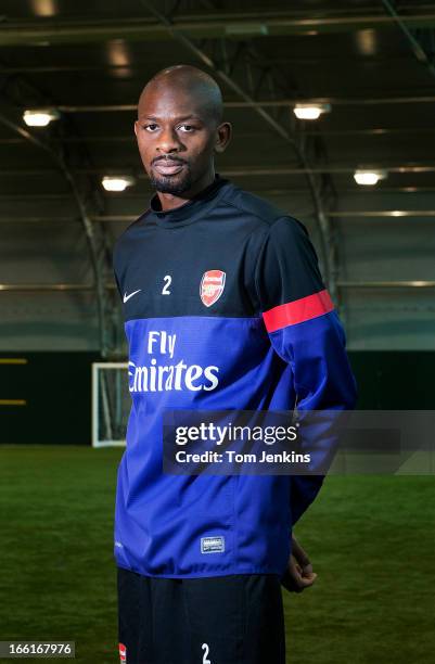 Abou Diaby, Arsenal footballer, during a portrait session at the Arsenal training centre, London Colney, Hertfordshire on September 20, 2012.