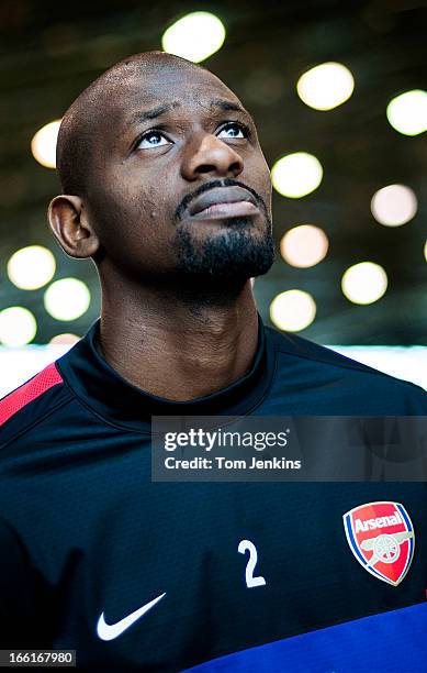 Abou Diaby, Arsenal footballer, during a portrait session at the Arsenal training centre, London Colney, Hertfordshire on September 20, 2012.