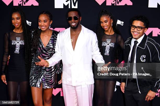 Diddy, Justin Dior Combs, Chance Combs, Jessie James Combs and D'Lila Star Combs attending the MTV Video Music Awards 2023 held at the Prudential...
