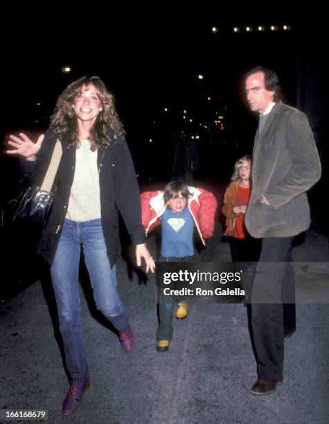 Musicians Carly Simon, James Taylor, son Ben Taylor and daughter Sally Taylor on November 14, 1980 walking outside 135 Central Park West, Carly...